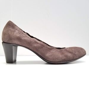 AGL Attilio Giusti Leombruni Pumps Brown Suede Slip-on Shimmer Heels Womens 38 7